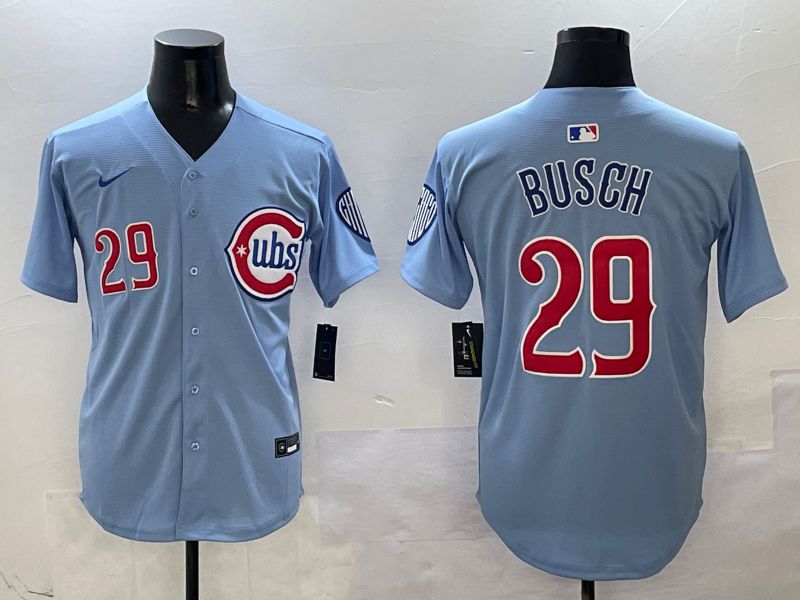 Men Chicago Cubs #29 Busch Light Blue Game 2025 Nike MLB Jersey style 1
